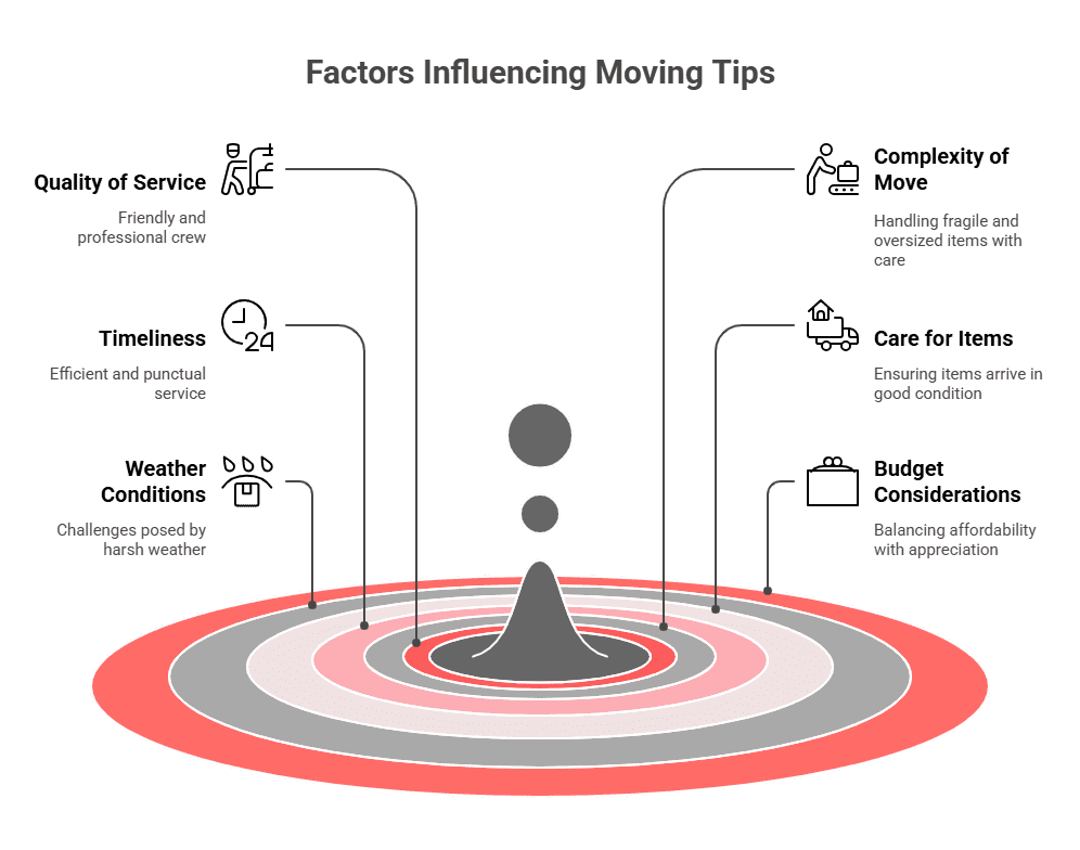A custom image showing what factors affect tips