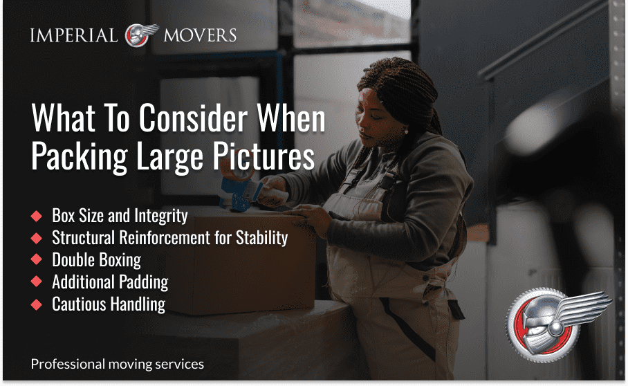 An infographic of factors to consider when packing large pictures