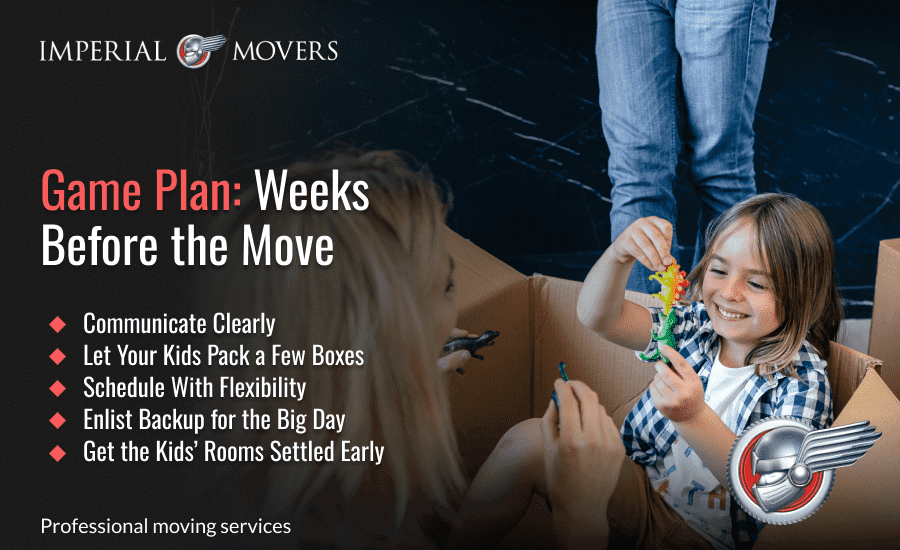 An infographic highlighting tips for moving with kids
