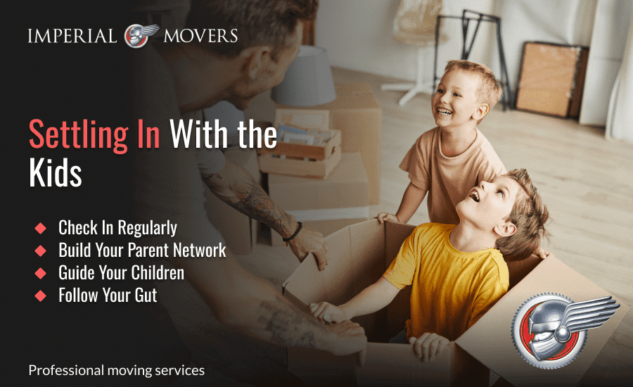 An infographic with tips for moving with kids and easing into your new home