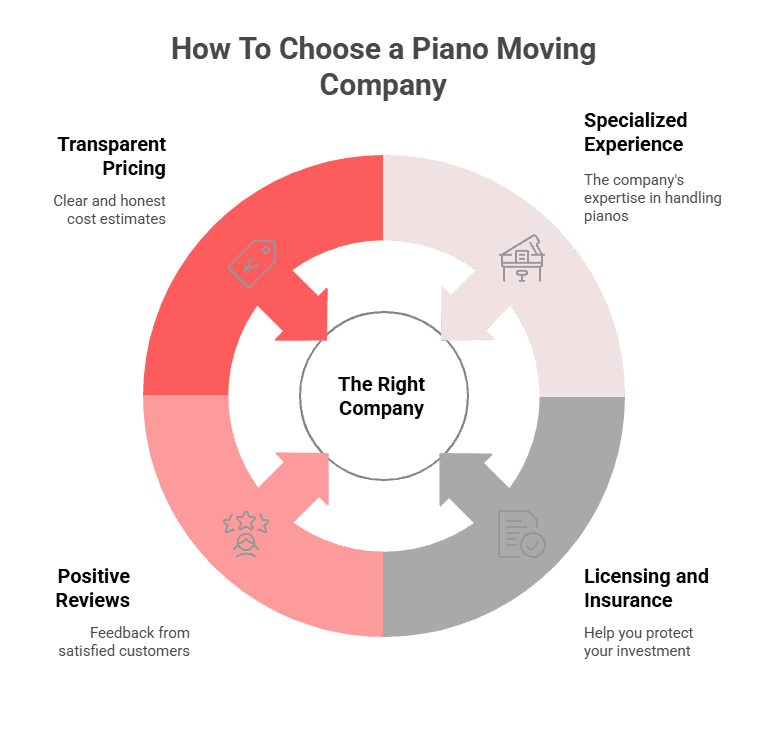 A custom image listing the factors to consider when choosing a piano moving company