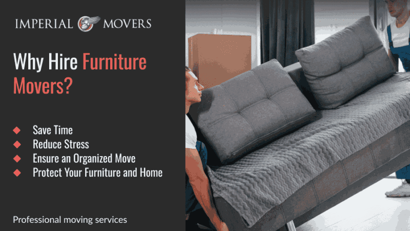 A custom image listing the benefits of hiring furniture movers