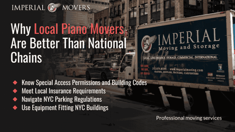 A custom image listing the reasons to hire local piano movers in NYC
