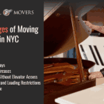 A mover preparing a piano for a move