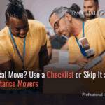 A custom image listing the alternatives for a short distance move using a checklist or hiring pros