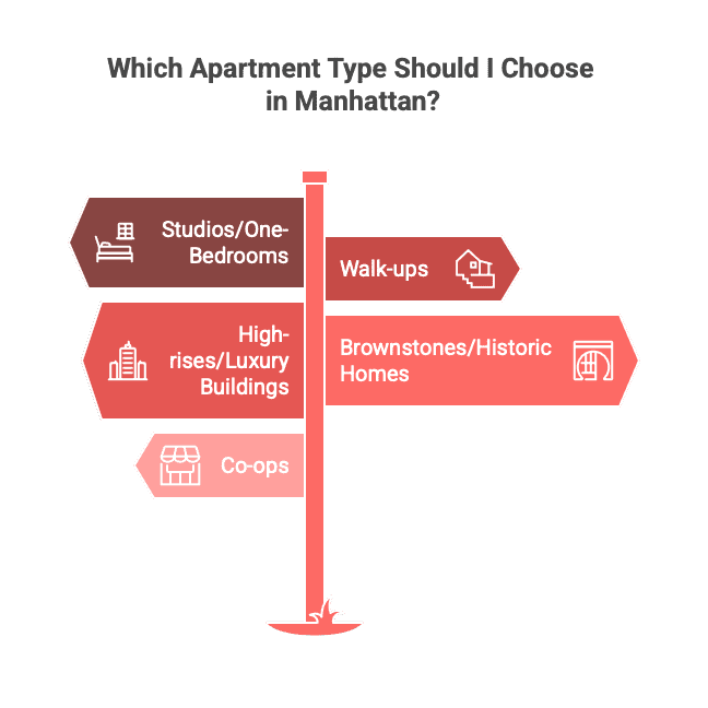 An infographic titled “Which Apartment Type Should I Choose in Manhattan?”