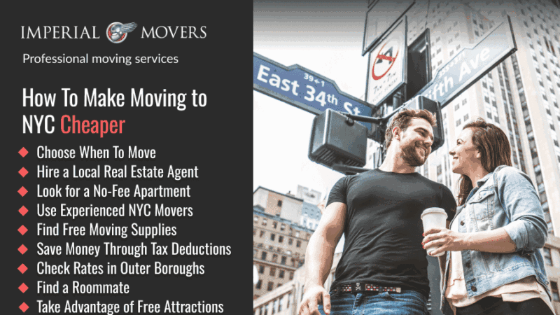 A custom image listing the ways to save on your NYC move
