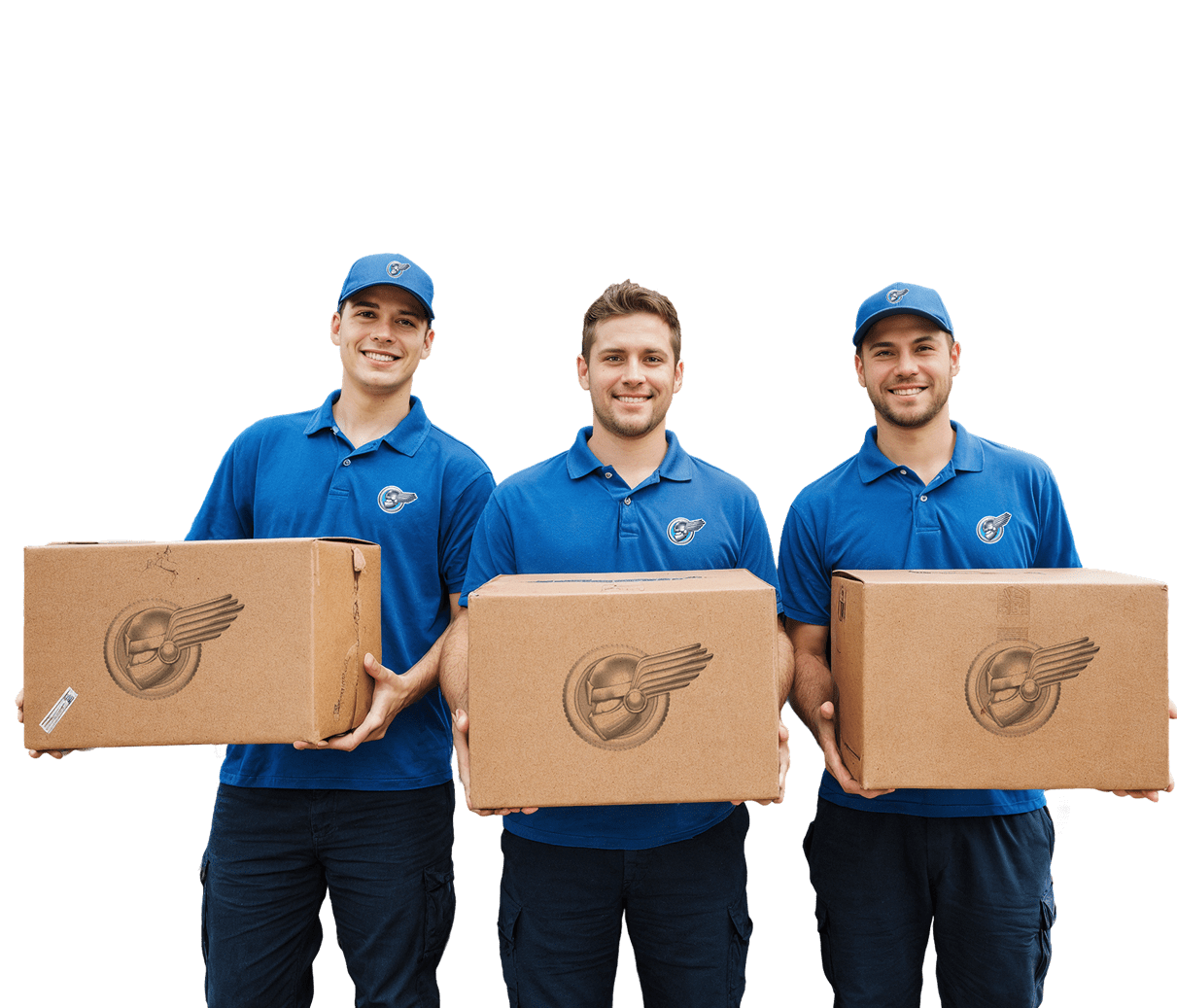 Hero image of 3 Imperial Movers holding boxes with Imperial logo.