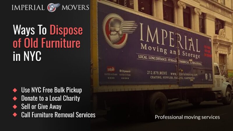 A custom image listing the ways to get rid of old furniture