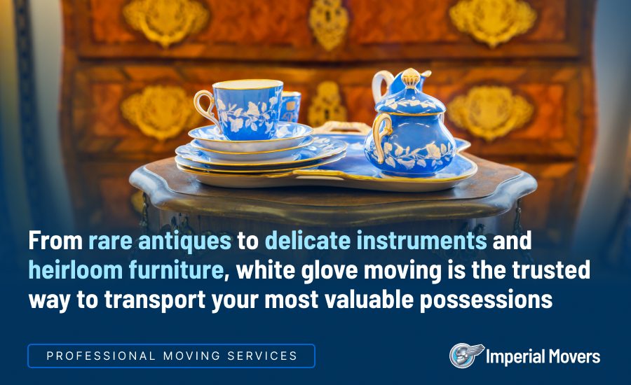A custom image listing the benefits white glove movers