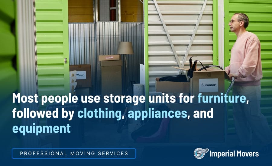 A man bringing multiple boxes to a storage unit